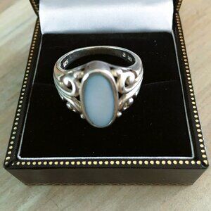 Sterling Silver Blue Mother of Pearl Ring Size 8 New!